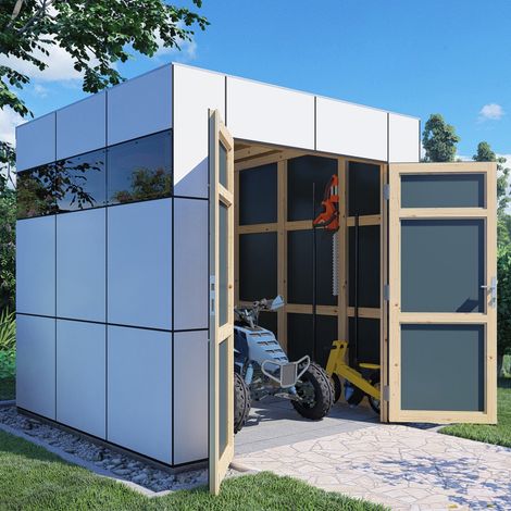 Abri de jardin HPL 1 Bertilo anthracite ou blanc 4,69m² (1/5)
