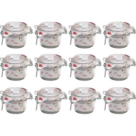 Lot de 12 bocaux hermétiques à bouchon mécanique, bocal pot de conservation, capacité 12.5 cl - Ø 8.3 x Hauteur 7.1 cm (1/3)