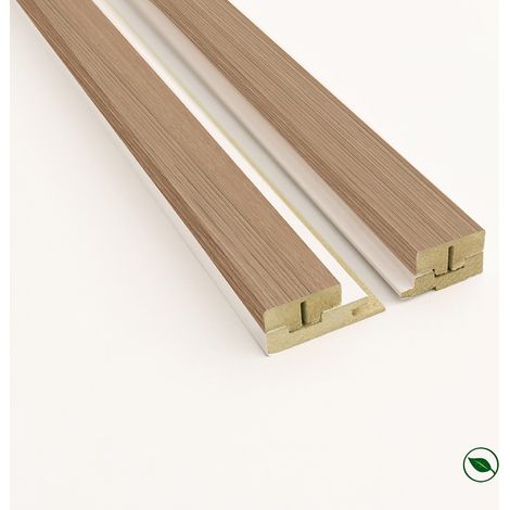 Kit profilé de finition tasseaux MDF Chêne naturel sur fond Blanc 2770 x 71 x 32 mm PEFC 70%