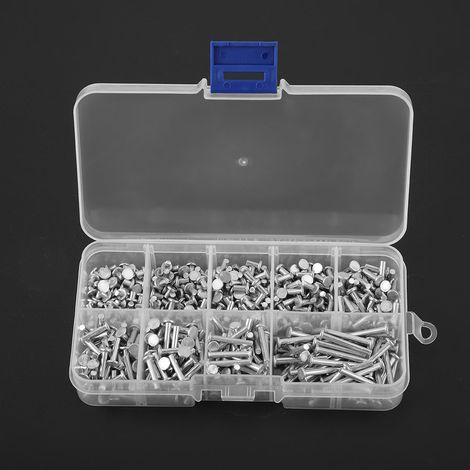 450 Stück M2,5 Flachkopf-Aluminiumnieten, Flachkopf-Vollnieten, Länge 3 mm–20 mm (1/5)