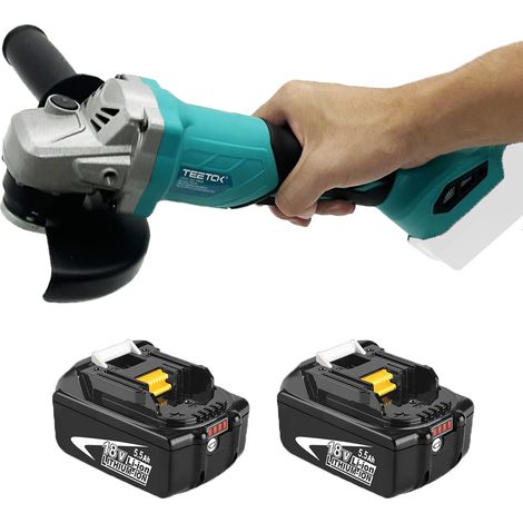 Stichsäge,Hochleistungs-125-mm-Akku-Winkelschleifer, bürstenlos, Schleifmaschine, Schleifmaschine, Ersatz für Makita 18 V + 2 x 5,5 A Li-Ionen-Akku (kein Ladegerät)