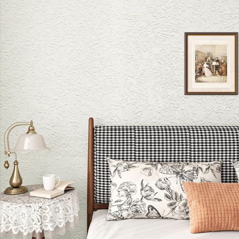 Papier Peint Blanc Mur Effet Béton 40CMx5M Adhésif Imitation Béton Pour Salle de Bain Cuisine Lavable Décor Mural Blanc (1/5)