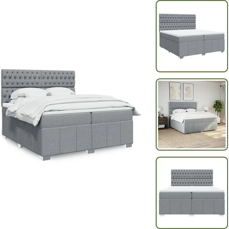 Sommier à lattes de lit avec matelas Gris clair 200x200cm Tissu - Sommier À Lattes De Lit - Sommiers À Lattes De Lit - Lit - Meuble De Chambre À Coucher (1/5)