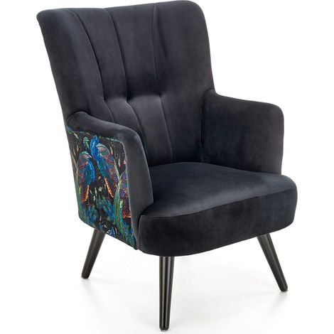 Sillón Houston 1372, Negro, 95x67x82cm, Tapiz, Patas: Madera, 0
