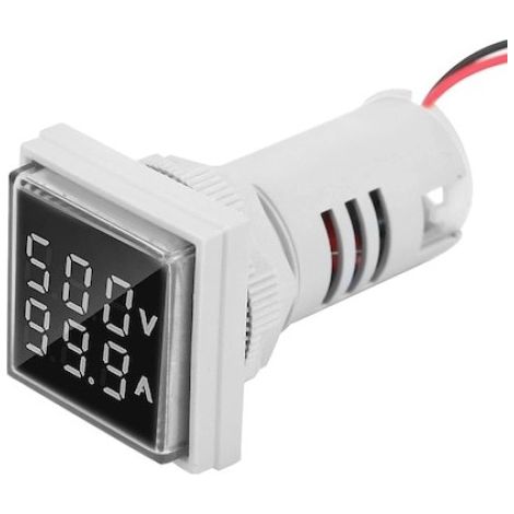Voltmeter Ampèremètre Numérique LED - 60 à 500 V AC - 0 à 100 A - IP67 - 15 x 9 cm - Blanc - 1 Pièce (1/5)