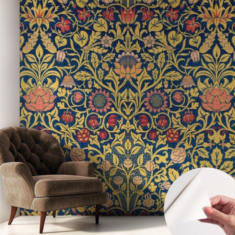 Papier peint autocollant Mural avec colle pour salon et chambre Décoration murale rapide Motif floral 250x250 cm (1/5)