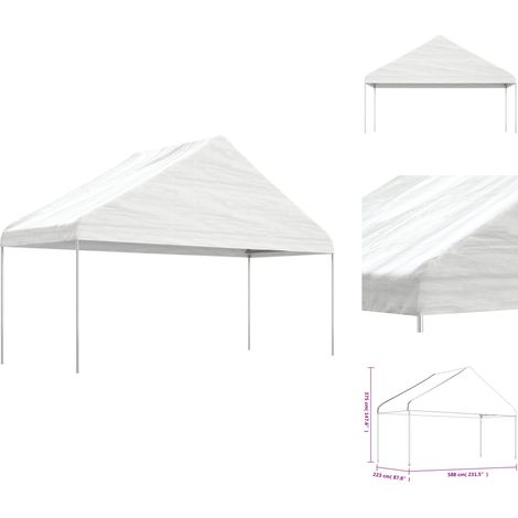 Pavillons & Partyzelte - Living Pavillon mit Dach Weiß 5,88x2,23x3,75 m Polyethylen (1/4)