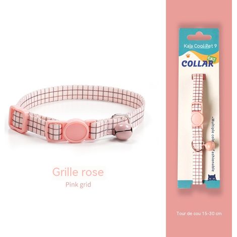 Collier pour chat avec clochette - Sécurité anti-étranglement - Couleurs tendance - Convient aux chats ayant un tour de cou de 15 à 30 cm