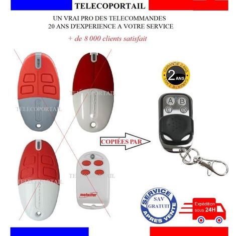 Télécommande copieuse - MOTOSTAR CLIKSTAR (RE532/RE534/CLIK 4M/4C LINESTAR) - 4 canaux - 433.92 MHz - Code fixe