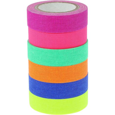 6 rouleaux de ruban adhésif fluorescent UV, ruban adhésif en tissu néon, ruban adhésif fluorescent pour lumière noire (1/4)