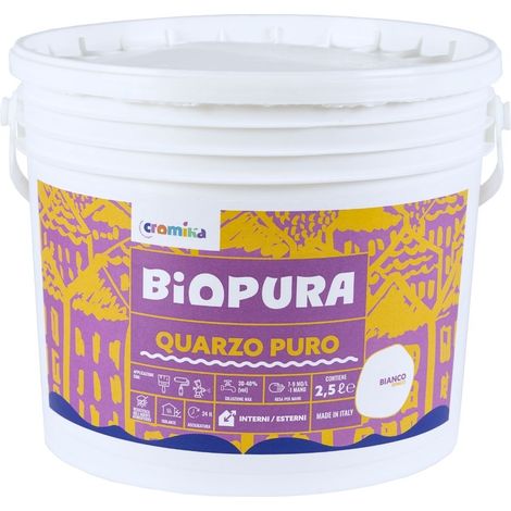 Pittura murale quarzo puro interni esterni finitura opaca linea biopura cromika formato 2.5 lt - confezione 1 (1/5)