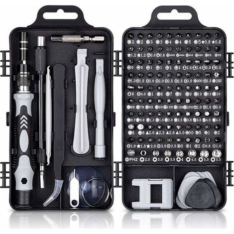 FENOPLASTICA115 en 1 Tournevis Precision Kit Tools, Portable Kit Tournevis de Précision Magnétique Tournevis Outils de Réparation Pour Ordinateur/Laptop/iPhone/Lunettes/Montre/Smartphone Noir (1/5)