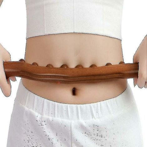 Neuer Gua Sha Massagestab mit 8 Perlen, karbonisiertem Holz, Rücken- und Körpermeridian-Schabetherapiestab, Muskelentspannung, Holzfarbe, 1 Stück (1/3)