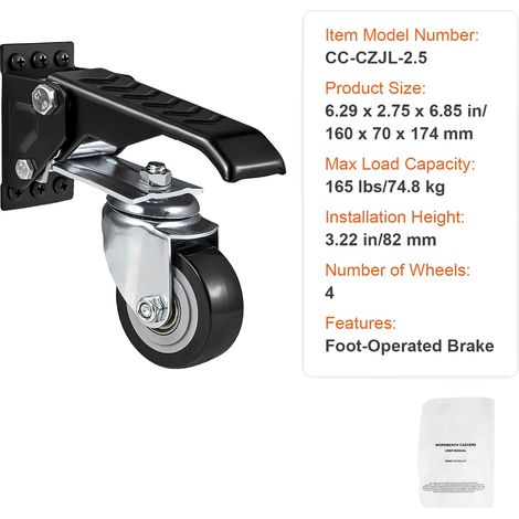 Roue de meuble, pivotante à 360°, roues en polyuréthane durables, 4 pcs (1/2)