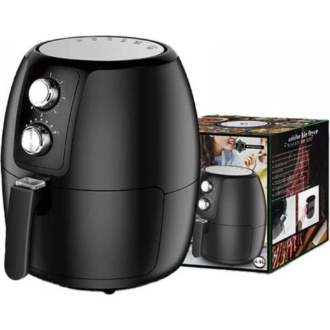 Friggitrice ad Aria 4.5L 1500W Temperatura Max 200gradi con Cestello Rimovibile Antiaderente con Timer 30min Acustico Nero