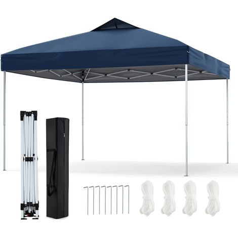 Gazebo pieghevole per patio all'aperto con blocco centrale, Gazebo pop-up da 295 x 295 cm Blu scuro (1/4)