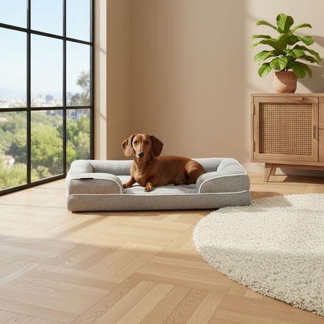 belviona Memoryfoam Hundebett orthopädisch, gelenkschonend & wasserabweisend mit abnehmbaren Bezug, 89x63x17 cm (1/5)