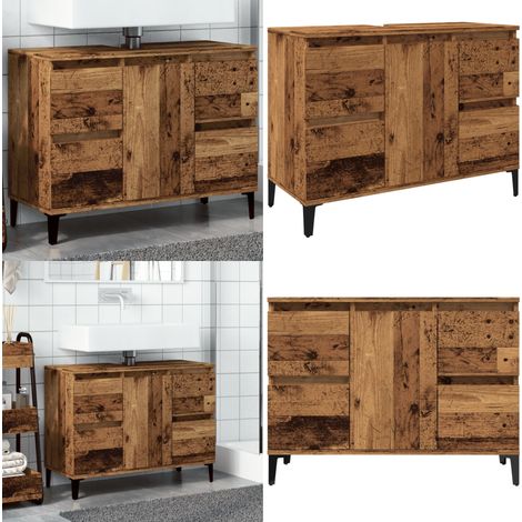 vidaXL Waschbeckenunterschrank Altholz-Optik 80x33x60 cm Holzwerkstoff (1/5)