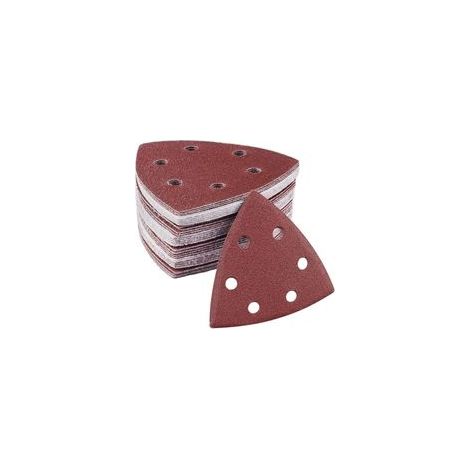 Carta abrasiva per levigatrici, 60 fogli abrasivi 90x90x90 mm per levigatrici triangolari, delta e angolari, 6 fori, grana 40/60/80/120/180/240 x10 - (1/5)