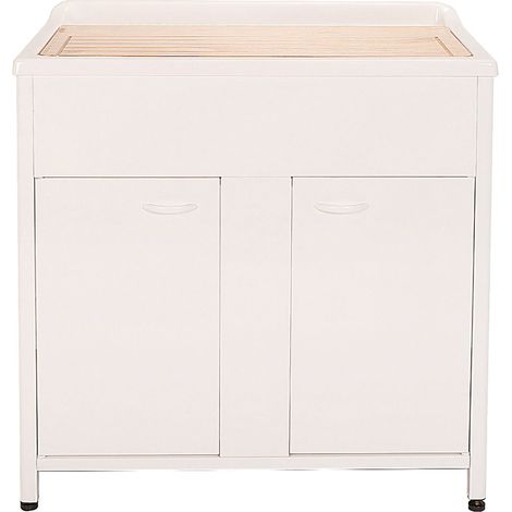 Mobile Lavatoio da Esterno in Polipropilene e Alluminio 75x60x83 cm con Vasca Singola Bianco (1/4)