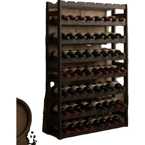 Botellero de madera maciza de pino, apto para cocinas y comedores, color negro. (1/2)