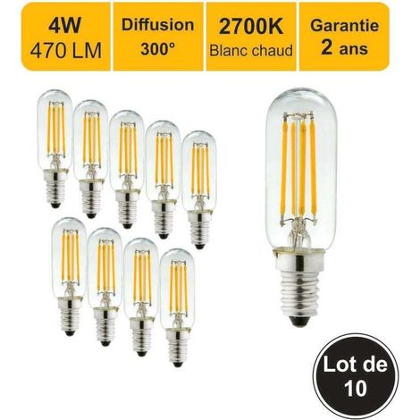Confezione da 10 lampadine LED a filamento, XU, E14 4W) 470Lm 2700K - Garanzia di 2 anni, prodotto di alta qualità, lunga durata, risparmio energetico, senza UV, conforme CE/RoHS - KZQ (1/4)