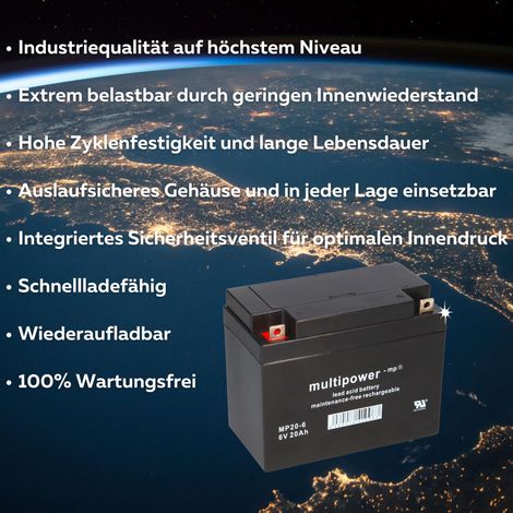 4x 6V 20Ah AGM Akku Gel Bleiakku 6V 20Ah Batterie Modellbau (1/5)