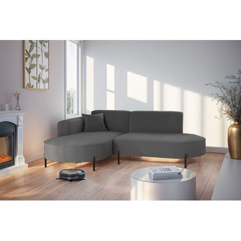 Ecksofa Designersofa VALENCIA XS in Stoff Quelle Dunkelgrau Ottomane Links (1/2)