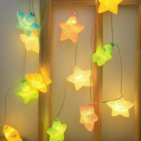 Guirlande lumineuse LED craquelée avec boîtier à piles, luminaire décoratif suspendu en forme d'étoile craquelée (1/4)