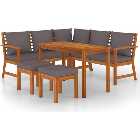 Maison Exclusive - Ensemble à manger de jardin 6 pcs avec coussins Bois d'acacia