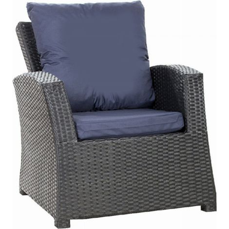 Coussins de fauteuil tressé en résine 56x52x7+56x50 2pcs Coussin de jardin bleu foncé Coussin de chaise extérieur avec dossier ensemble de salon rotin