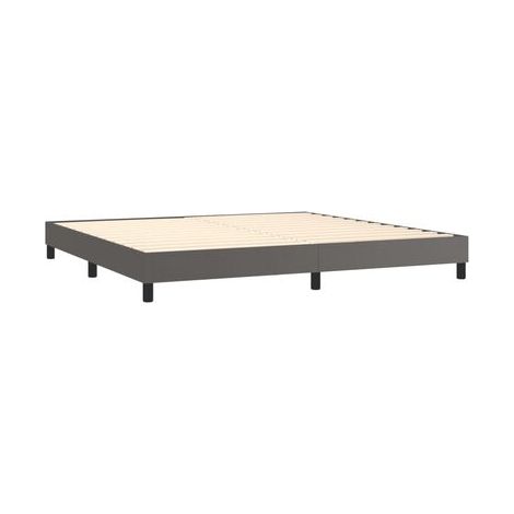 Sommier style Snowco (avec matelas et lampe LED), gris, 200 × 200 cm, éclairage led d’ambiance, idéal chambre à coucher, style moderne, montage simple (1/5)