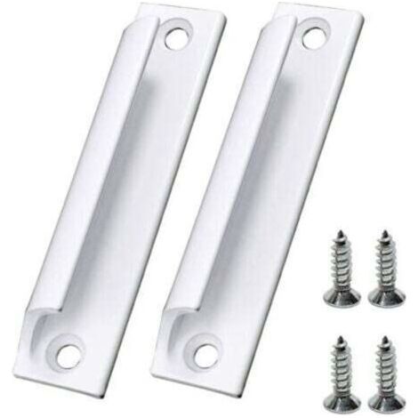 Poignées de porte coulissantes en alliage d'aluminium blanc pour meubles et fenêtres, avec vis. (1/4)