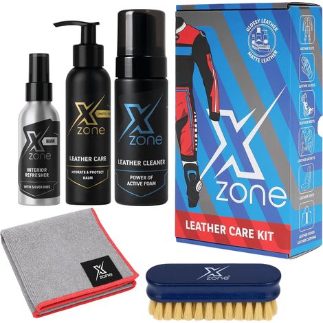 Kit completo per la pulizia e la cura di abbigliamento da moto in pelle xzone (1/5)