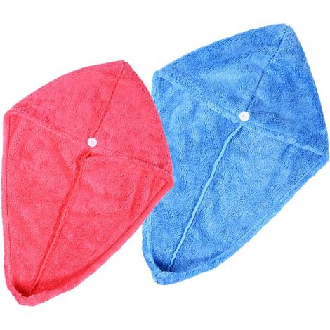 Absorbent Hair Drying Towels 2 Pieces Coral Fleece One Size