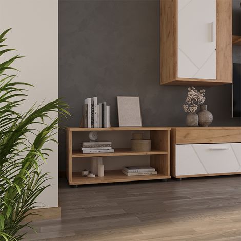 Wohnzimmerschrank Berno, Goldkraft Eiche/Weiß, 70.8 x 38.9 cm mit 2 Fächern, Vicco (1/5)