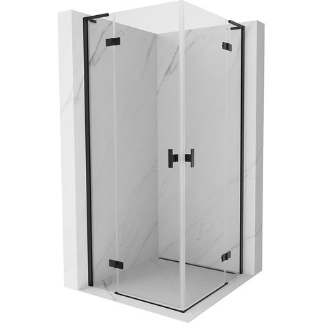 Mexen Mist-H L Duo Duschkabine schwenkbar 75 x 75 cm, transparent, schwarz - 8A5L-075L-075P-70-00 (1/5)