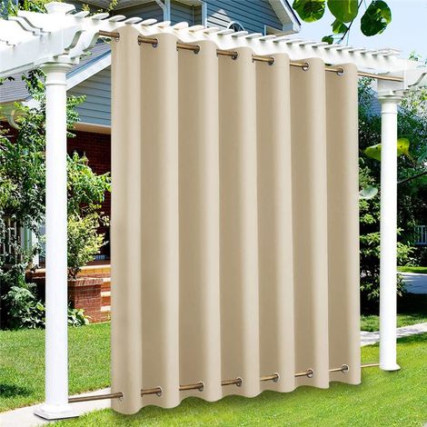 Terrassenvorhang – Thermovorhang mit Verdunkelungsfunktion, Schlaufenaufhängung, einfache Befestigung, Wärmedämmung, Lichtundurchlässigkeit, B 210 x H 230 cm (1/4)