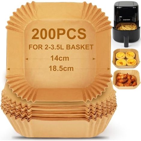 200 pièces de papier sulfurisé jetable 5,5 pouces pour friteuse à air 2L, compatible Chefman Mini/Midea Compact/Cosori 2L, accessoires antiadhésifs pour petite friteuse (1/4)