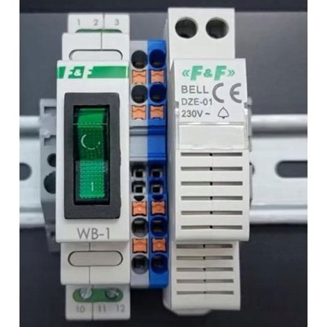 F&F Sonnette sur rail DIN DZE-01 - 230V - Signalisation acoustique - Montage facile et fiable (1/2)