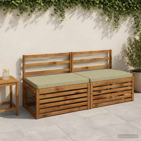 vidaXL Coussins de banc 2 pièces VUGHT 2 pc 100 % polyester Vert clair (1/5)