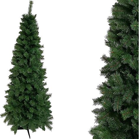 Albero di natale verde a meta' da poggiare alla parete alto cm 150 slim salvaspazio folto con 264 cime Rami Misti in PVC