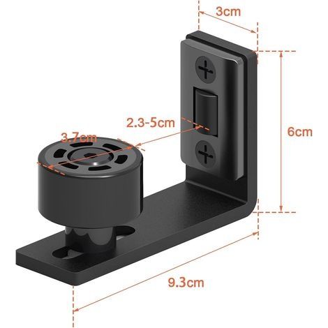 Verstellbare schwarze Bodenführung, untere Führung für Schiebetüren aus Holz, Wand-/Türführung (1/4)