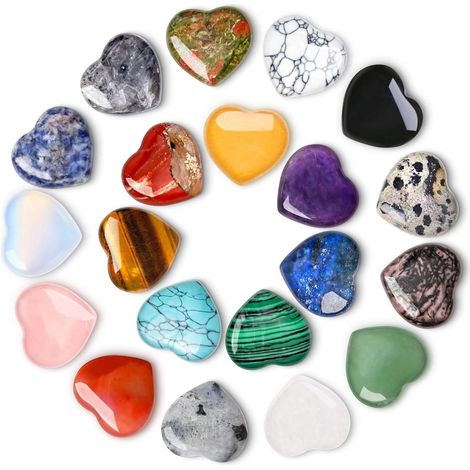 Cristaux En Forme De Coeur - Pierres Naturelles Pour Méditation Et Décoration Intérieure - 20 Pièces - 20 mm (1/5)