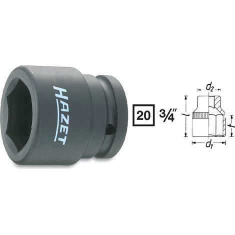 Hazet Schlag-Maschinenschrauber Steckschlüsseleinsatz 1000S-24, 3/4 (20 mm) Vierkant hohl, Außen Sechskant Profil, SW 24 mm