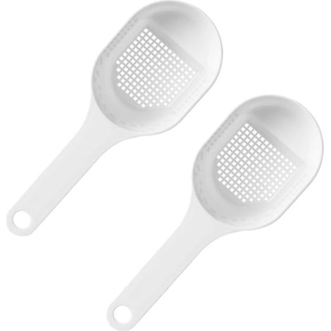 Lot de 2 Cuillères à Farine Pratiques en Plastique Blanc, Tamis Monobloc à Mailles Fines, Ustensiles de Pâtisserie Cuisine Ménagère, Tamisage Précis et Rangement Facile Trou (1/5)