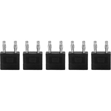 Stück J.20005 Doppel-Bananenstecker, 1 Buchse auf 2 Stecker, 14 mm Abstand, 4 mm Kurzschluss-Bananenstecker, schwarz