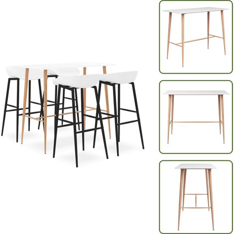 Weiß - vidaXL 5-tlg. Bar-Set Weiß - MDF (1/5)