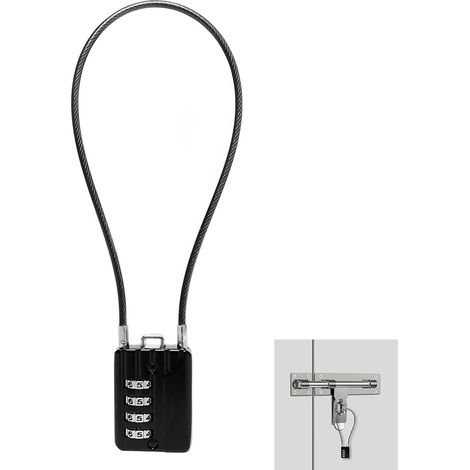 Cadenas à Câble en Acier de 29cm, Cadenas Antivol avec Câble avec Combinaison 4 Chiffres, pour Casier de Gymnase, Sacs à Dos, Boîtes à Outils, Valises, Casques, Protection Haute Sécurité, Noir
