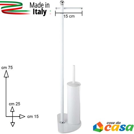 Piantana da arredo casa per bagno porta asciugamano scopino salvaspazio bianco con base ad angolo retto da appoggio al muro (1/5)